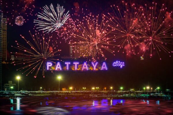 New Year countdown fireworks at Pattaya Bali Hai Pier